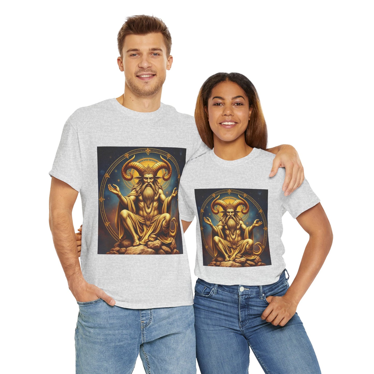 Unisex Heavy Cotton T-Shirt, On The Throne, Taurus Zodiac Design
