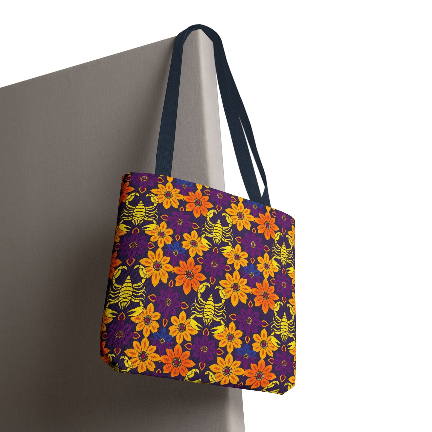 Tote Bag, (AOP), Scorpio, Zodiac v2, Flower Pattern