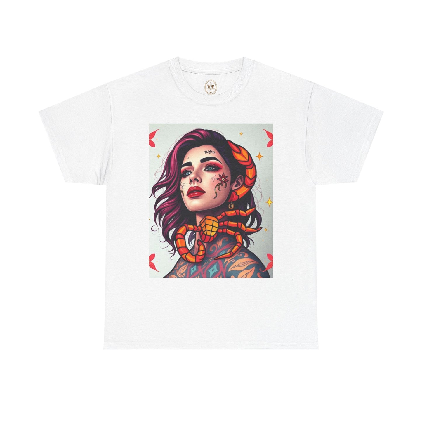 Unisex Heavy Cotton T-Shirt, Scorpio, Zodiac v3, Sexy Art