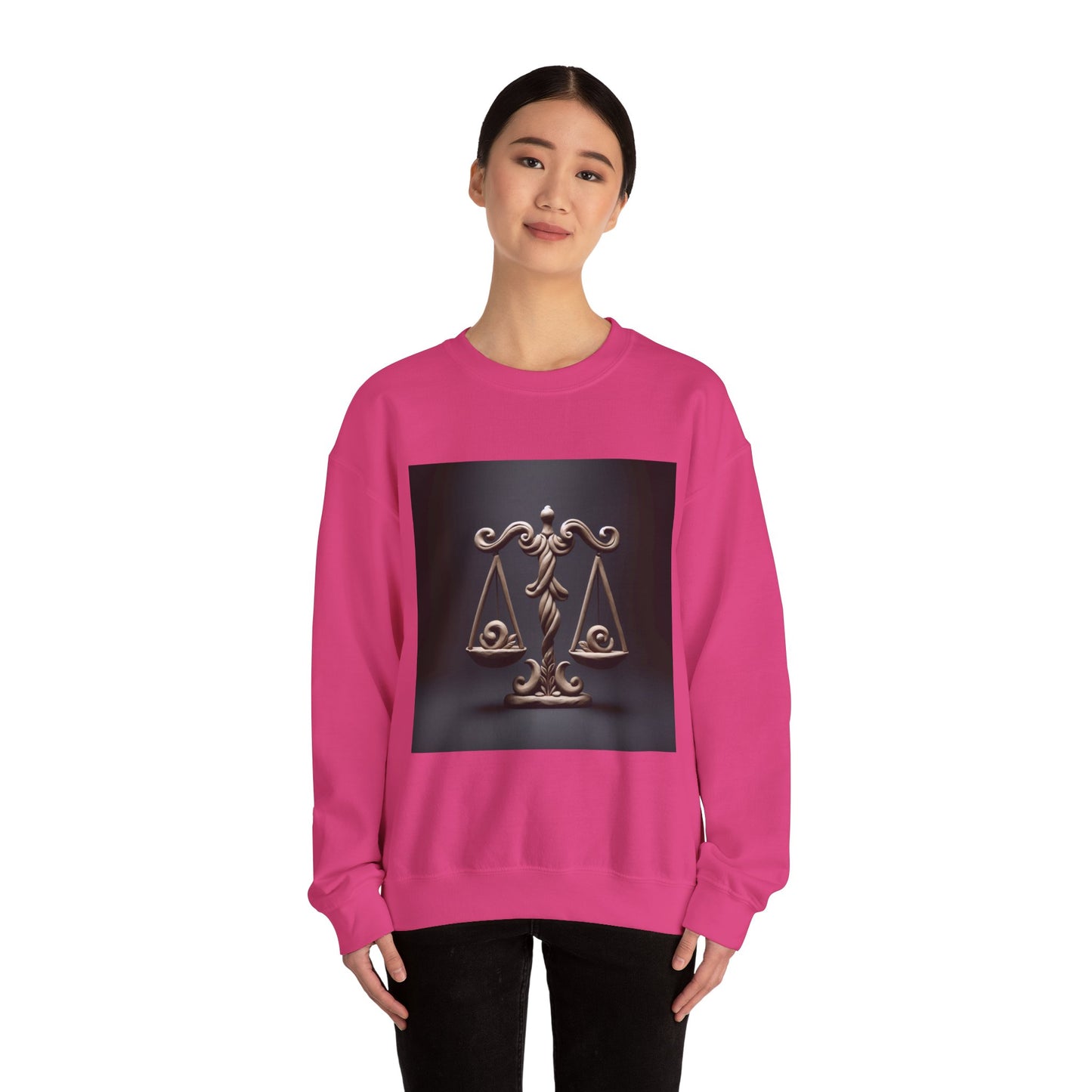 Unisex Heavy Blend™ Crewneck Sweatshirt, Brown Scale, Libra Zodiac Design