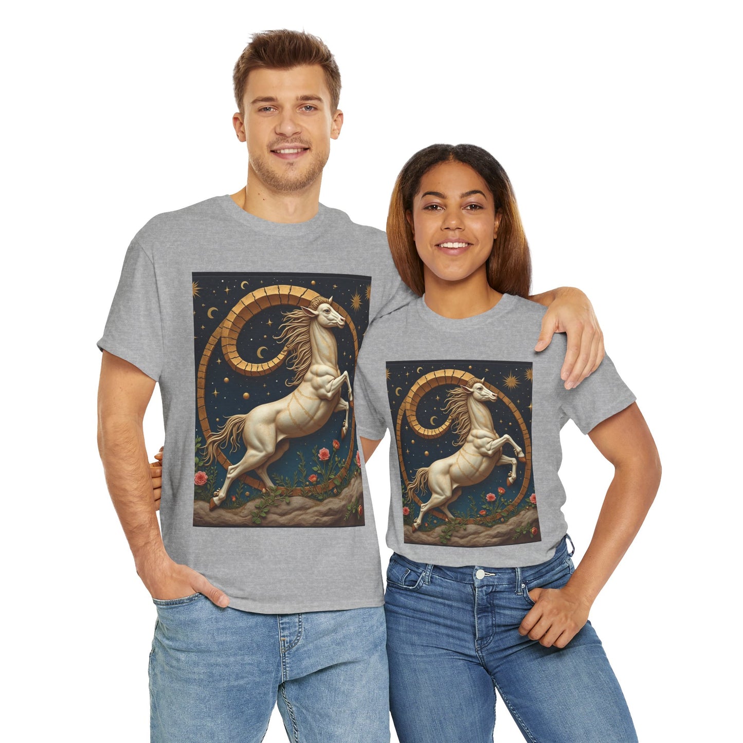 Unisex Heavy Cotton T-Shirt, Aries Animal 1v, Zodiac Design