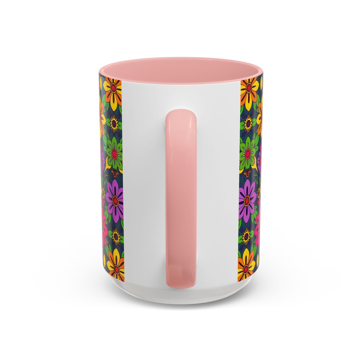 Accent Coffee Mug, Gemini, Zodiac v3, Flower Pattern, (11, 15oz)