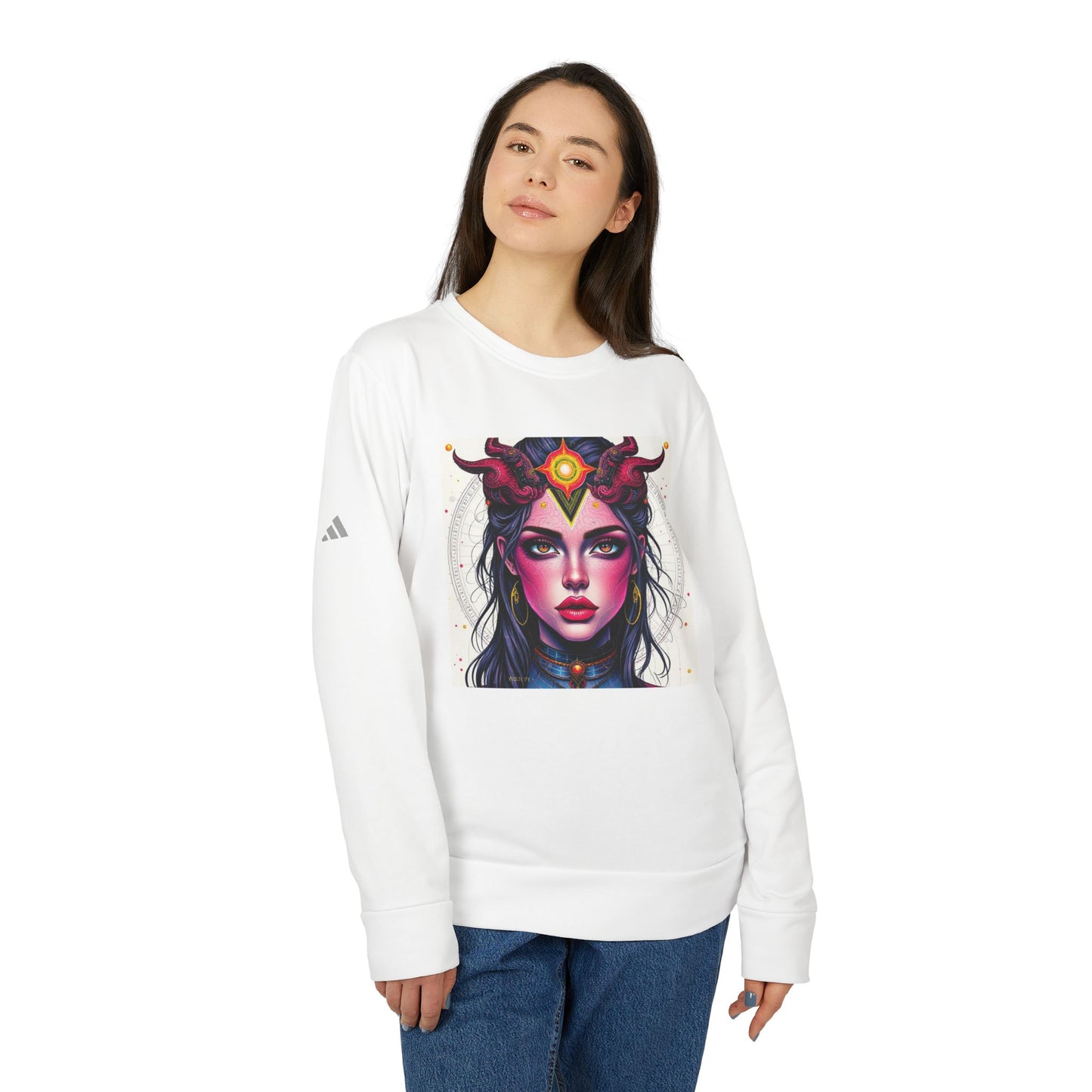Adidas, Unisex Fleece Crewneck Sweatshirt, Virgo, Pop Art v1, Zodiac