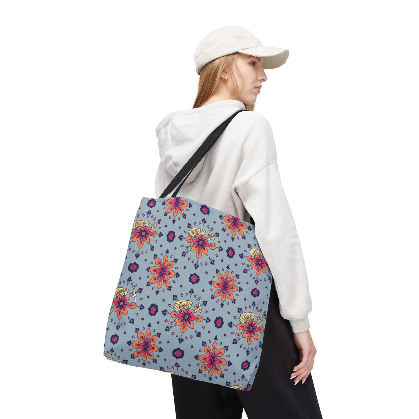 Tote Bag, (AOP), Sagittarius, Zodiac v1, Flower Pattern