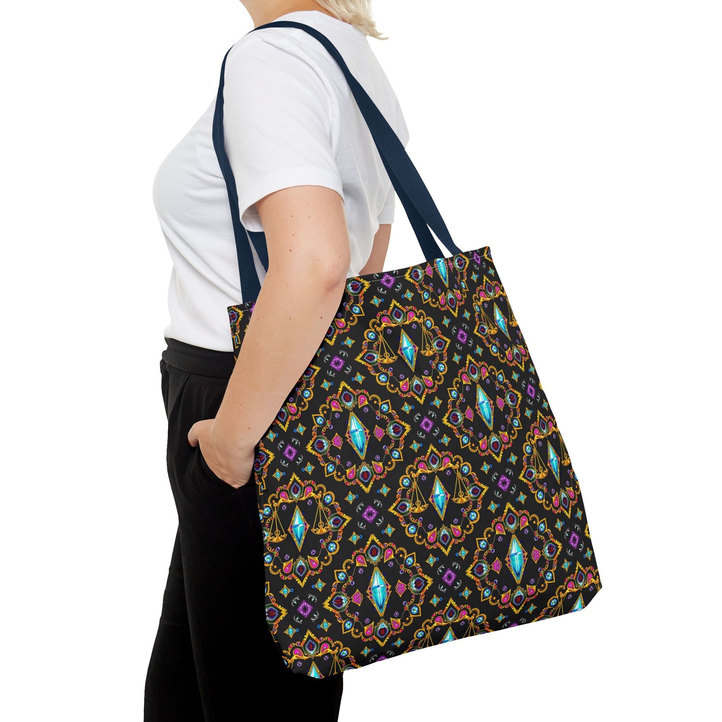 Tote Bag (AOP), Libra, Zodiac v1, Jewel Pattern