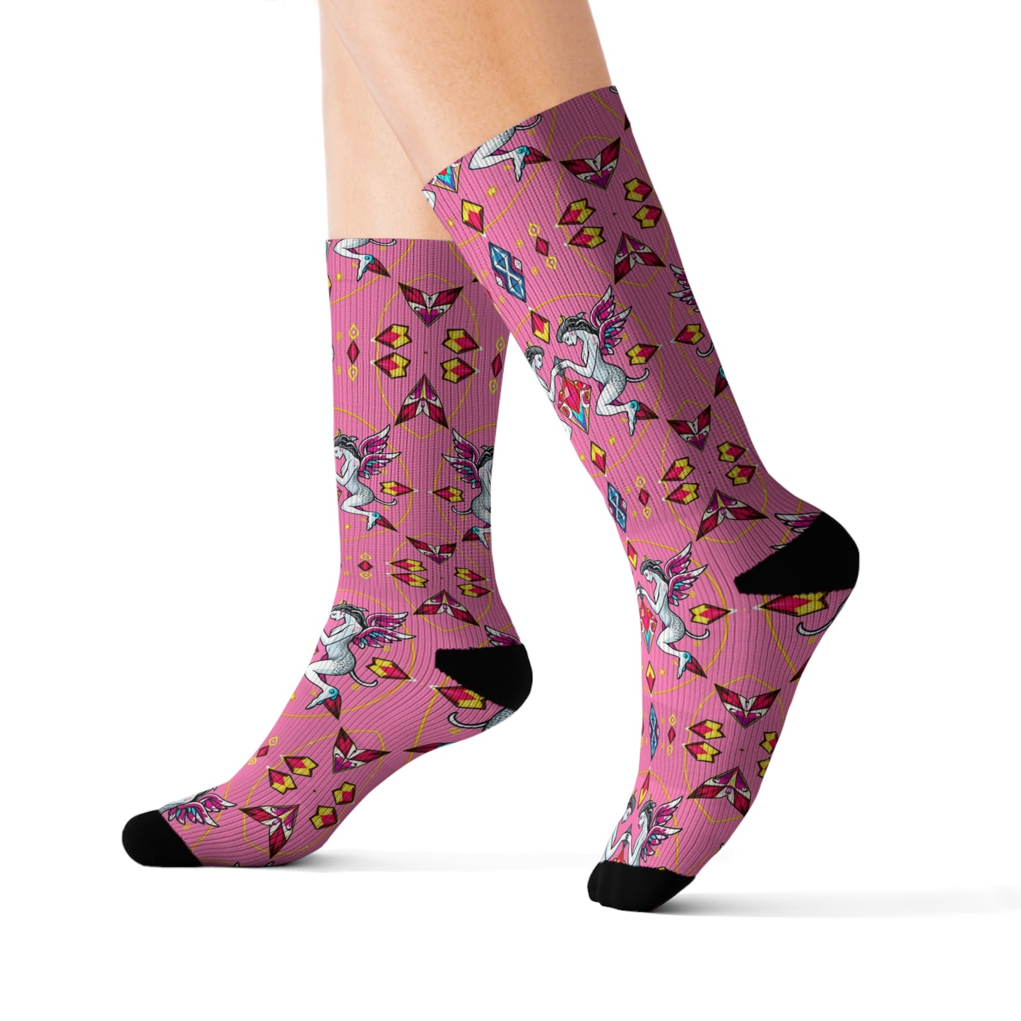 Sublimation Socks, Gemini, Zodiac v4, Jewel Pattern