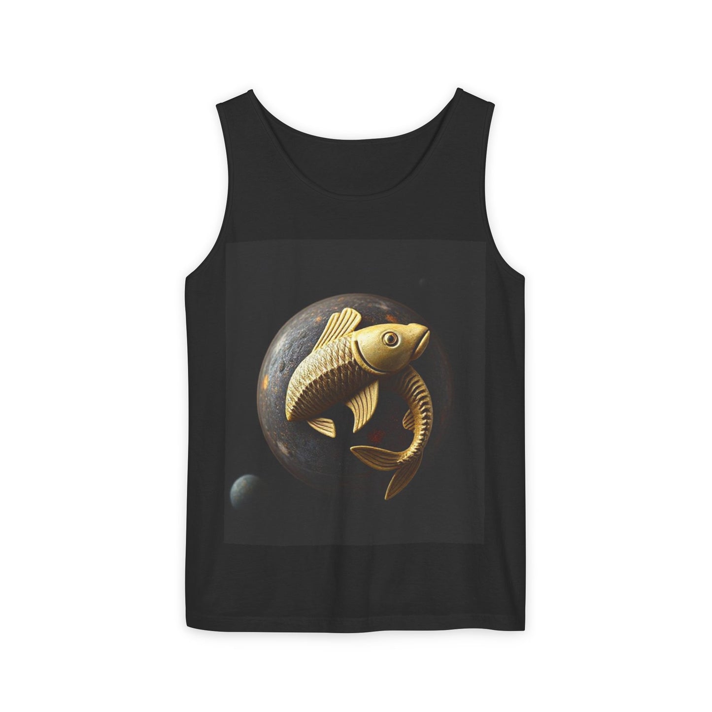Unisex Garment-Dyed, Tank Top, Pisces Design, Space Animal v1, 100% US cotton
