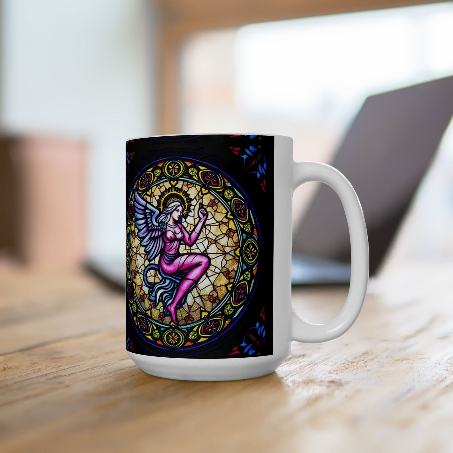 Ceramic Mug, (11oz, 15oz), Ceramic Coffee Mug, AOP, Glass Design v1, Virgo Zodiac