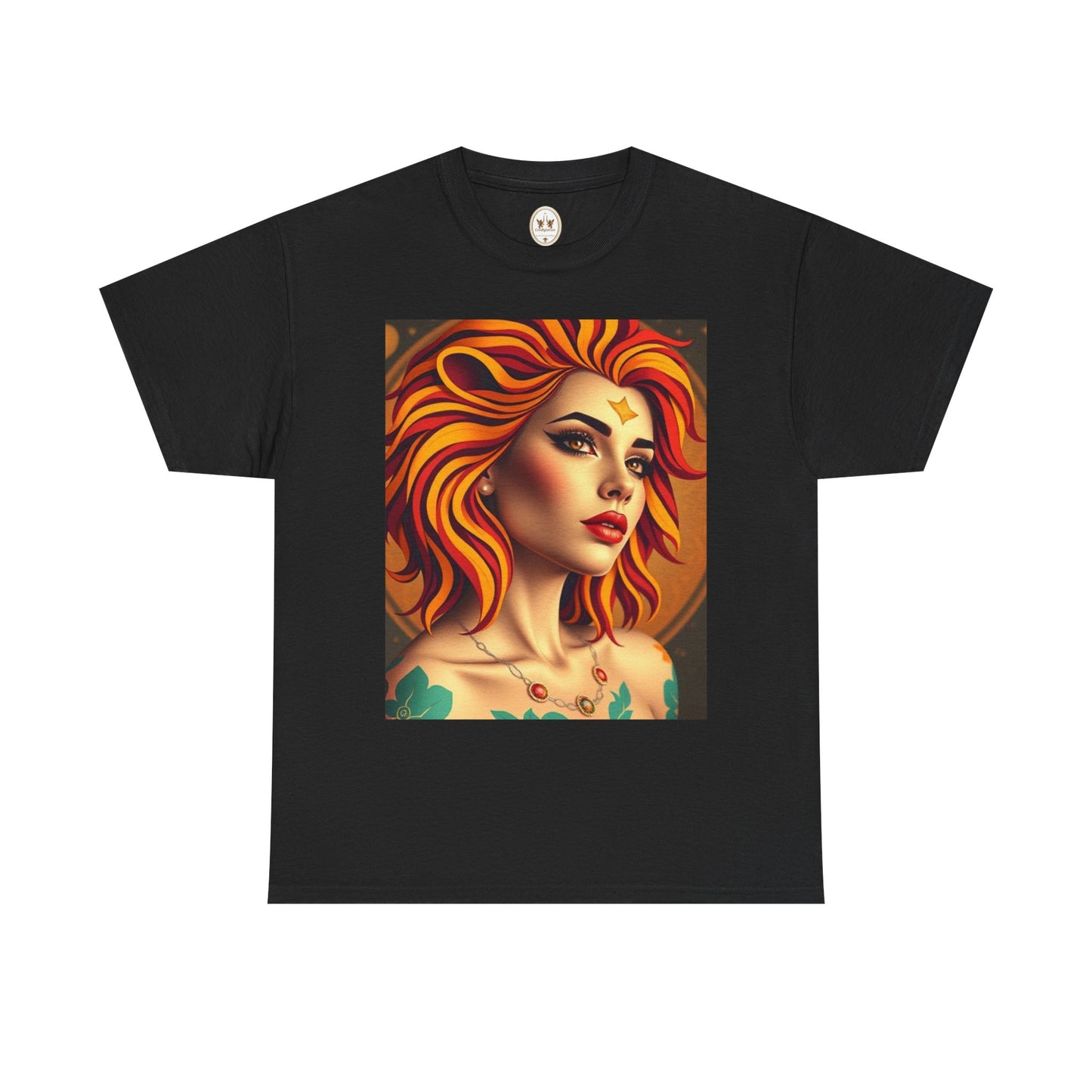 Unisex Heavy Cotton T-Shirt, Leo, Zodiac v3, Sexy Art