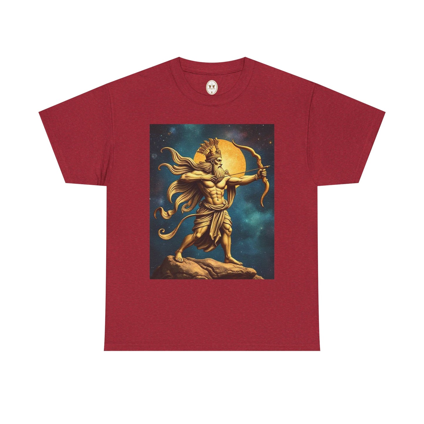 Unisex Heavy Cotton T-Shirt, Midnight Arrow v1, Sagittarius Zodiac Design