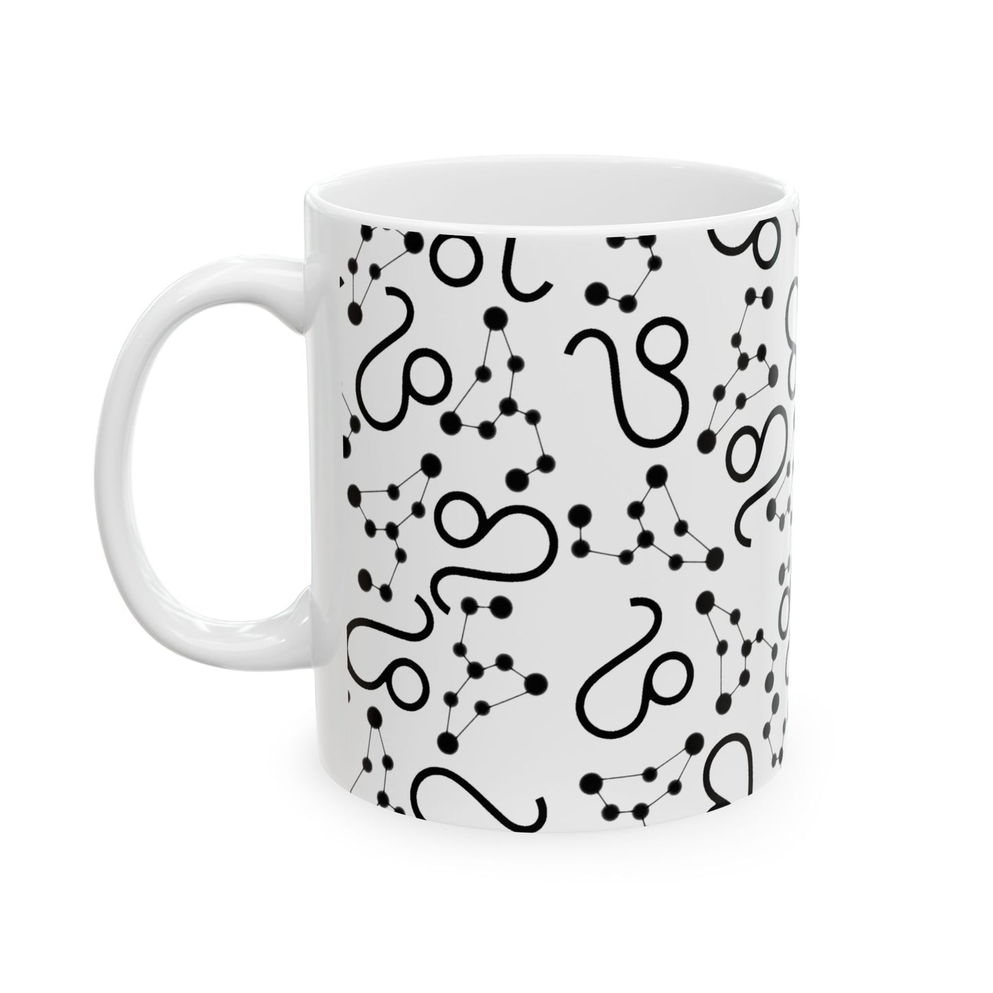 Ceramic Mug, (11oz, 15oz), Ceramic Coffee Mug, AOP, Leo Zodiac Design