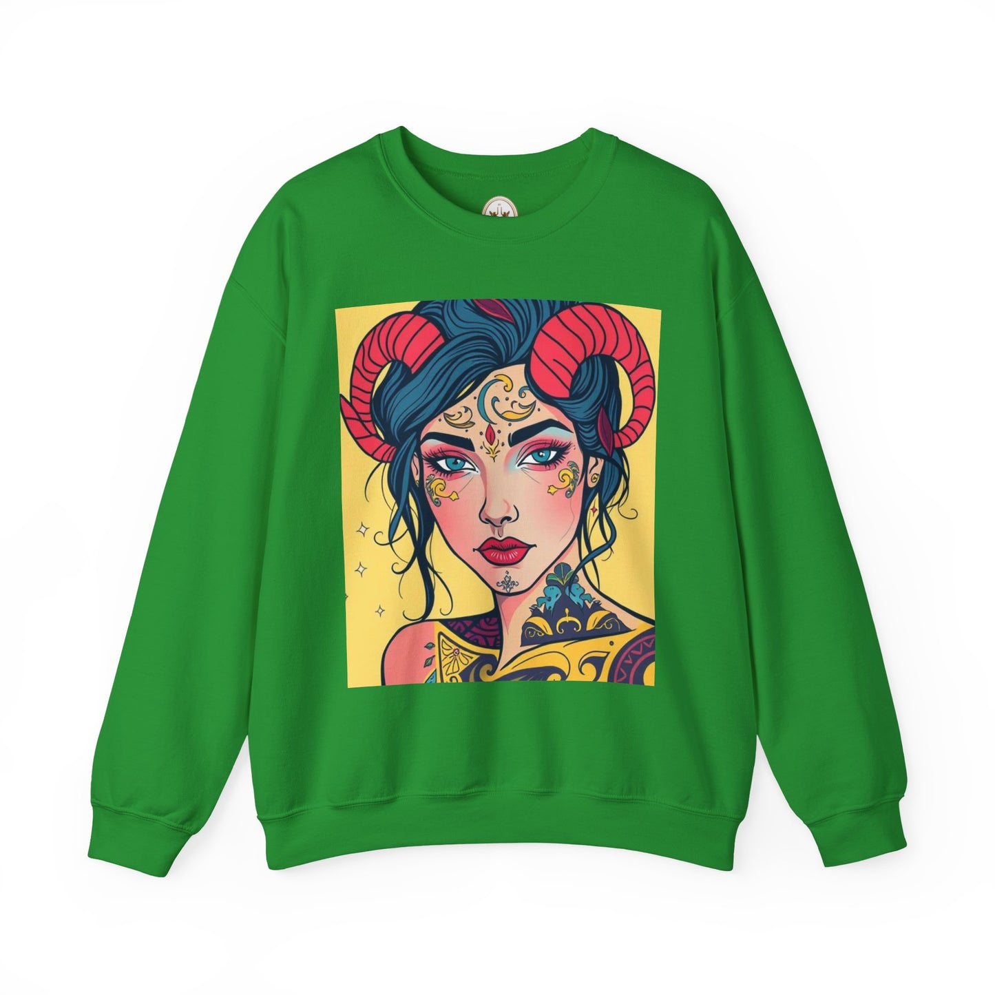 Unisex Heavy Blend™ Crewneck Sweatshirt, Aries, Zodiac v2, Sexy Pattern