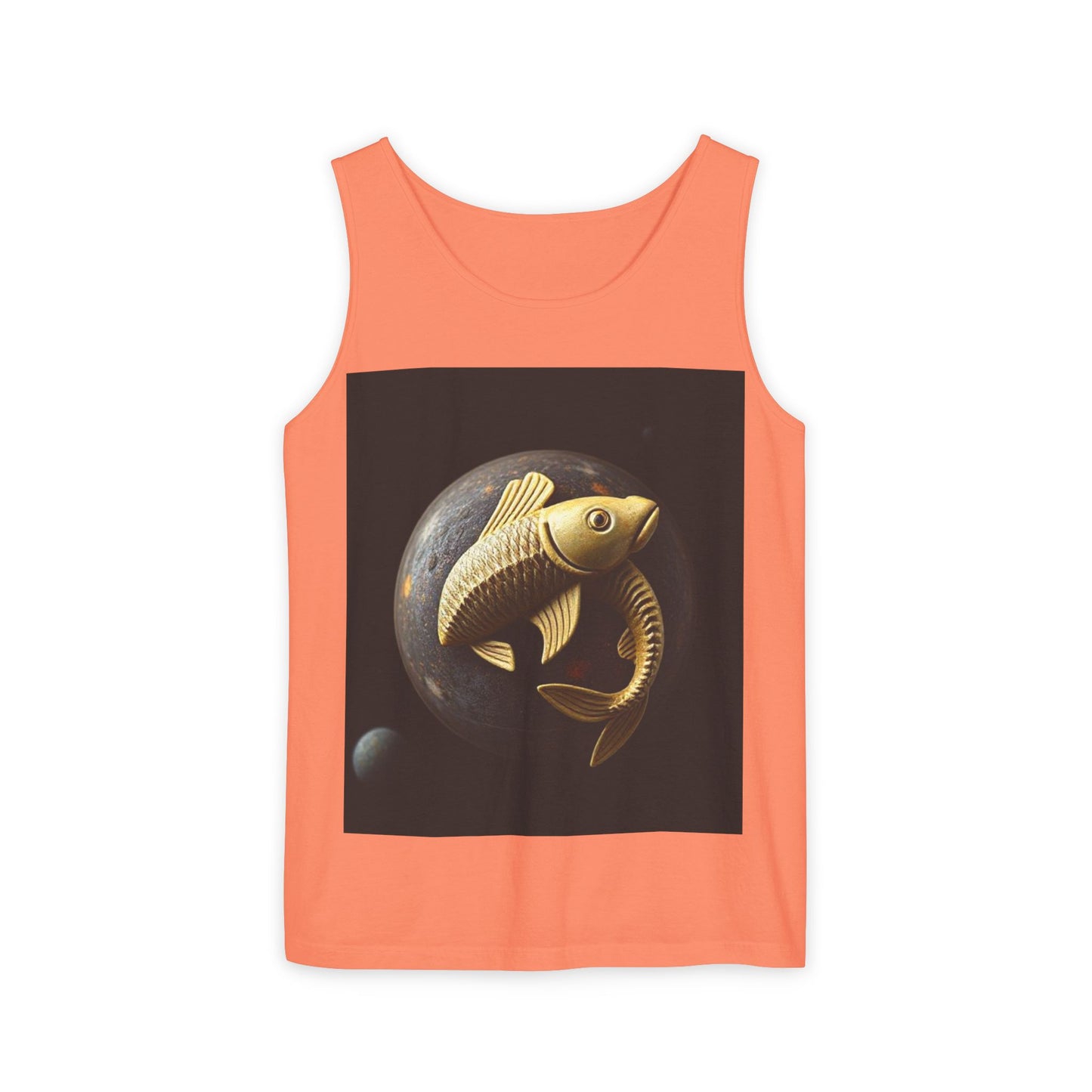 Unisex Garment-Dyed, Tank Top, Pisces Design, Space Animal v1, 100% US cotton