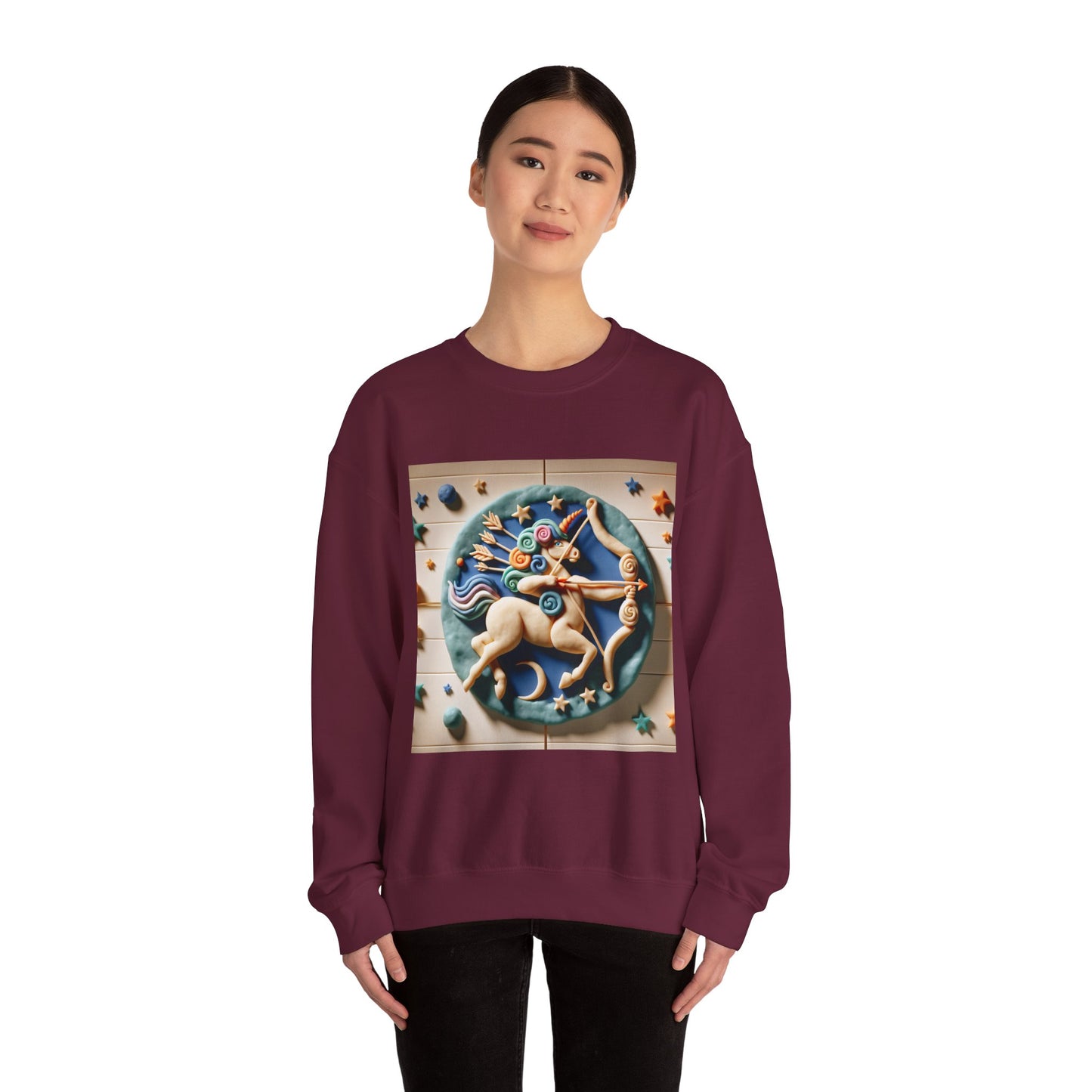 Unisex Heavy Blend™ Crewneck Sweatshirt, Colorful Horse, Sagittarius Zodiac Design