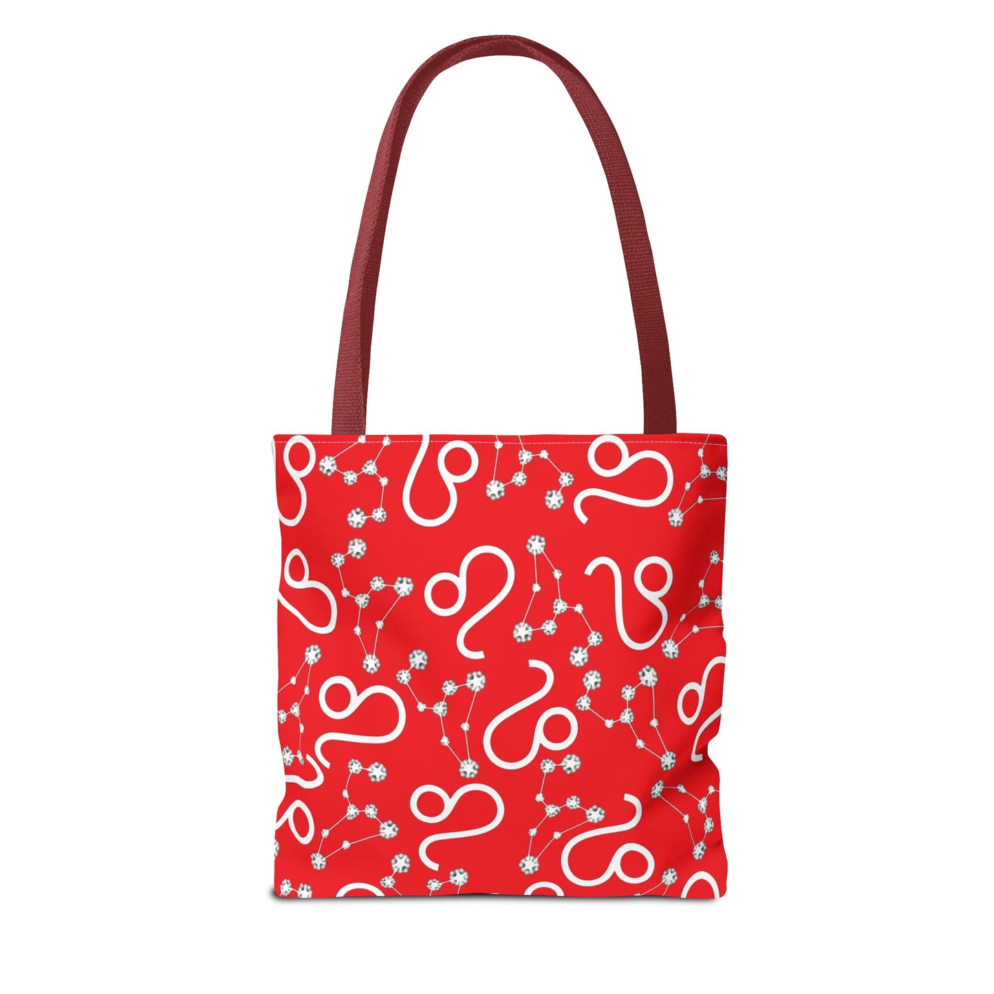 Tote Bag, Leo Zodiac Sign, AOP, (Red, White)