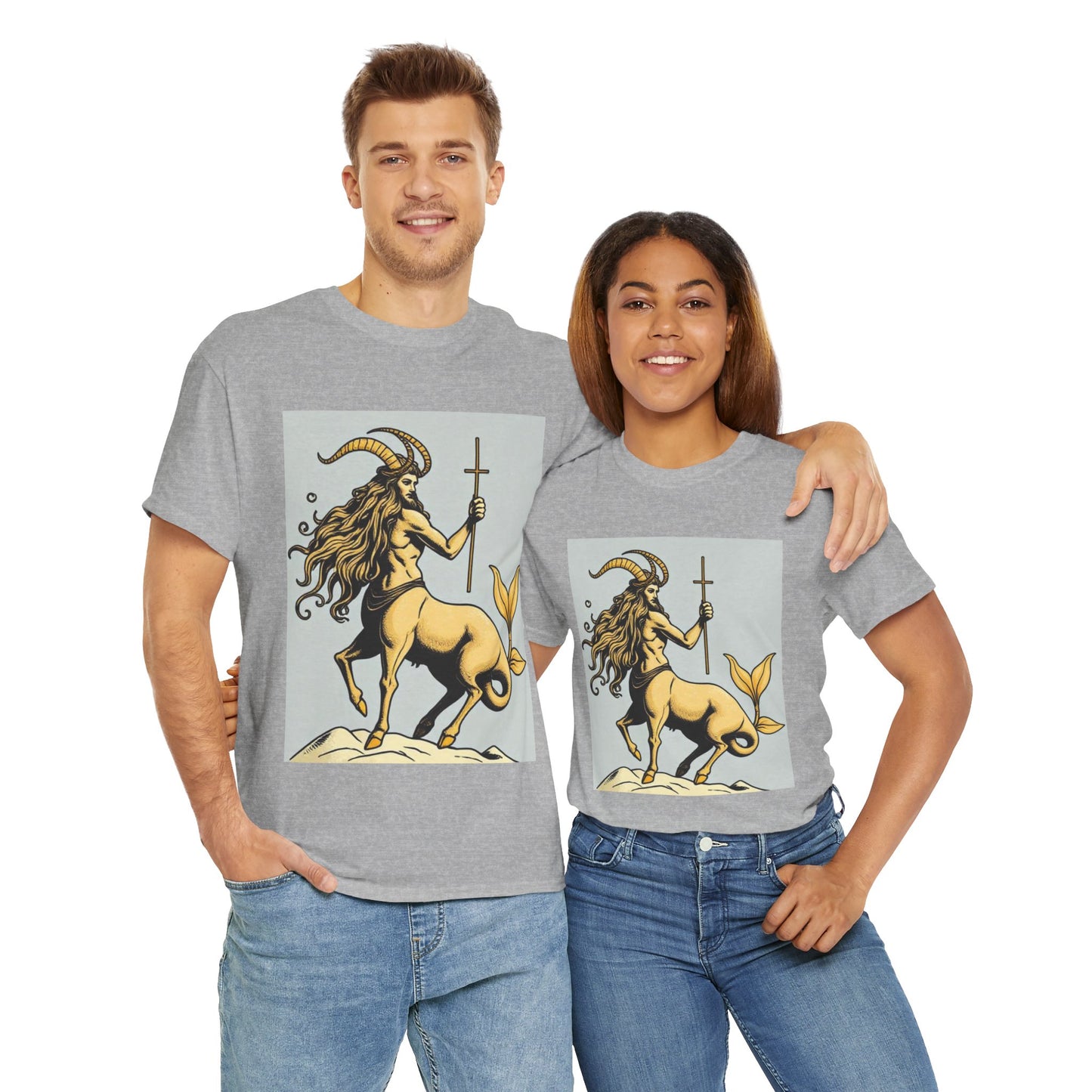 Unisex Heavy Cotton T-Shirt, Capricorn God v2, Zodiac Design