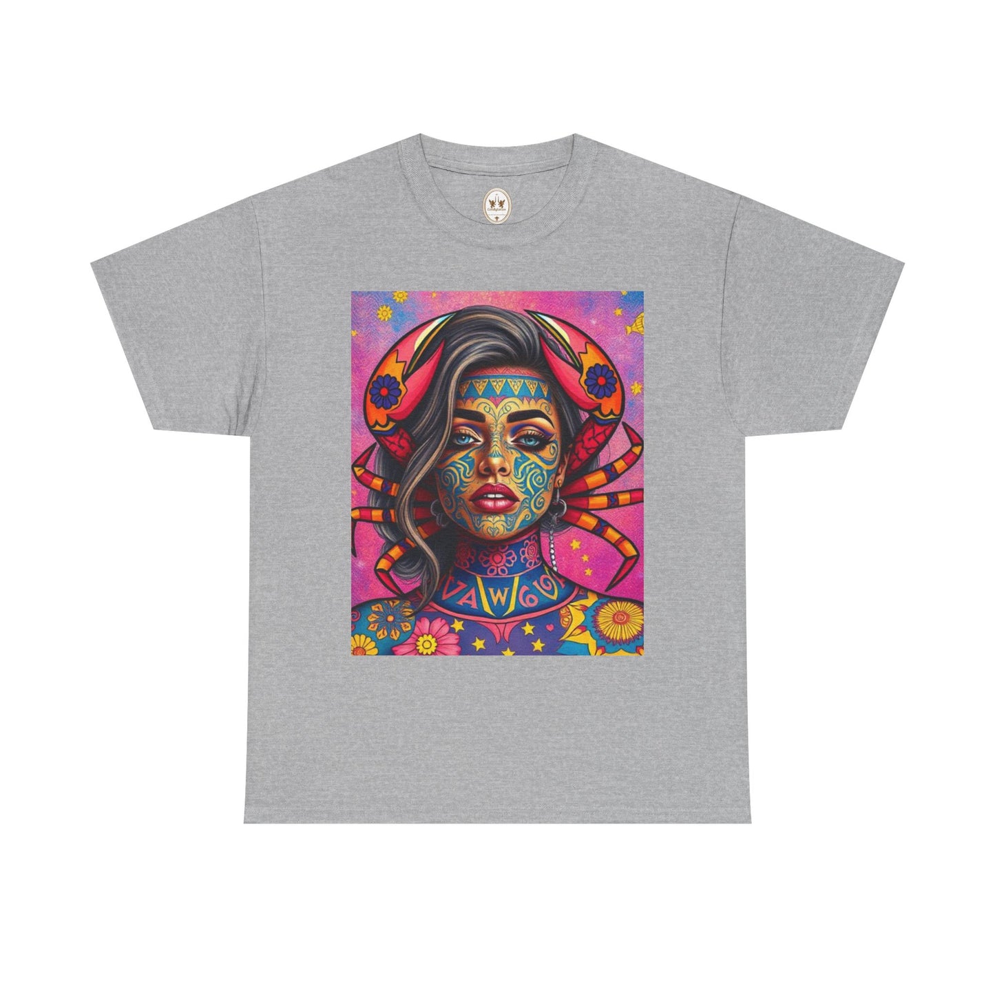 Unisex Heavy Cotton T-Shirt, Cancer, Zodiac v3, Sexy Art