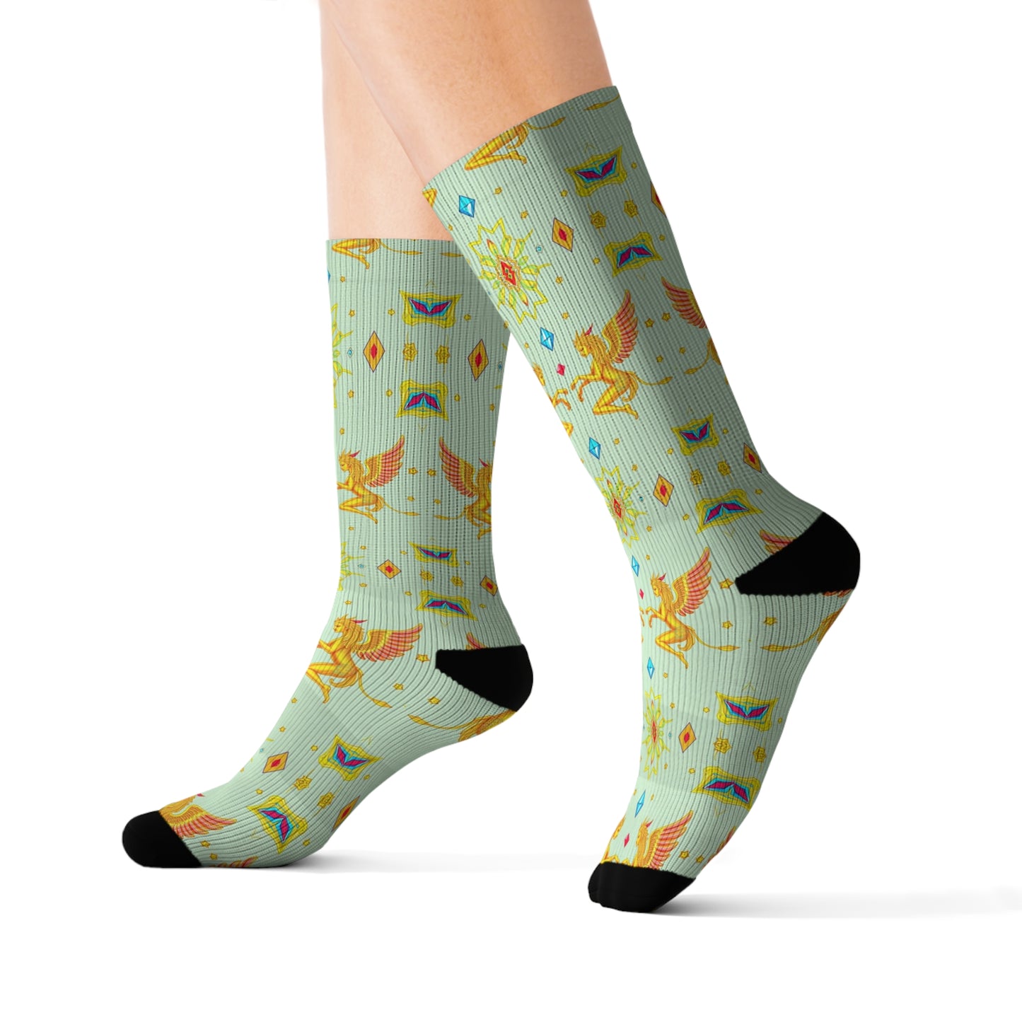 Sublimation Socks, Gemini, Zodiac v3, Jewel Pattern