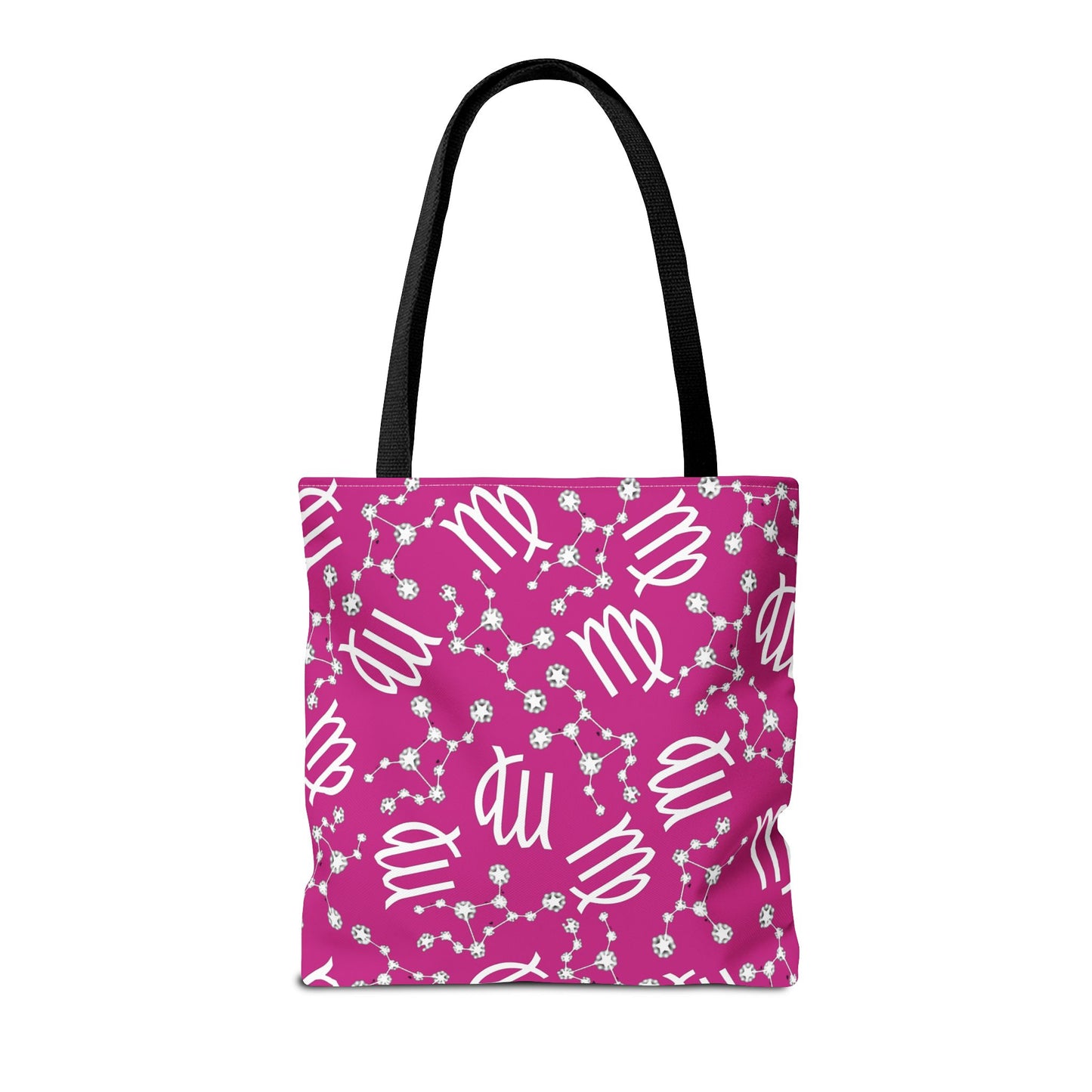 Tote Bag, Virgo Zodiac Sign, AOP, (Pink, White)
