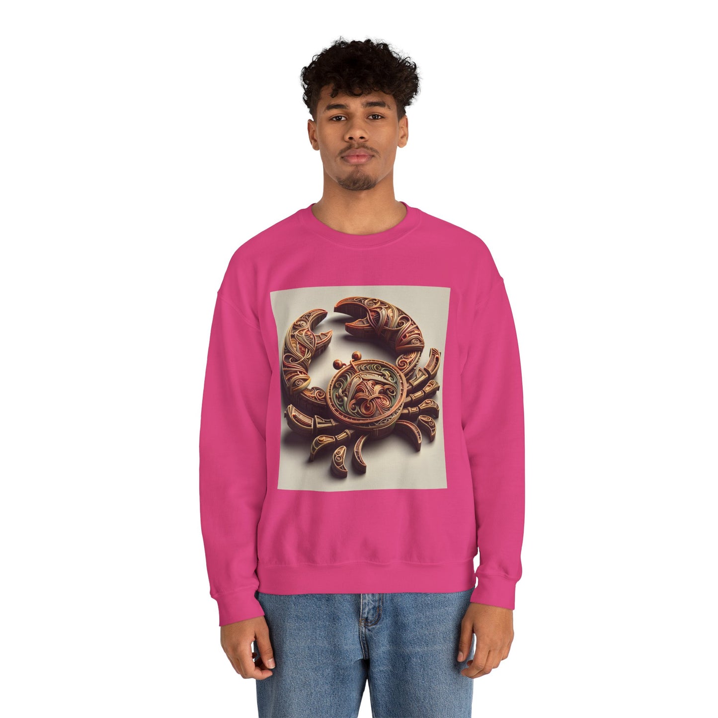 Unisex Heavy Blend™ Crewneck Sweatshirt, Crab Artifact, Cancer Zodiac Design