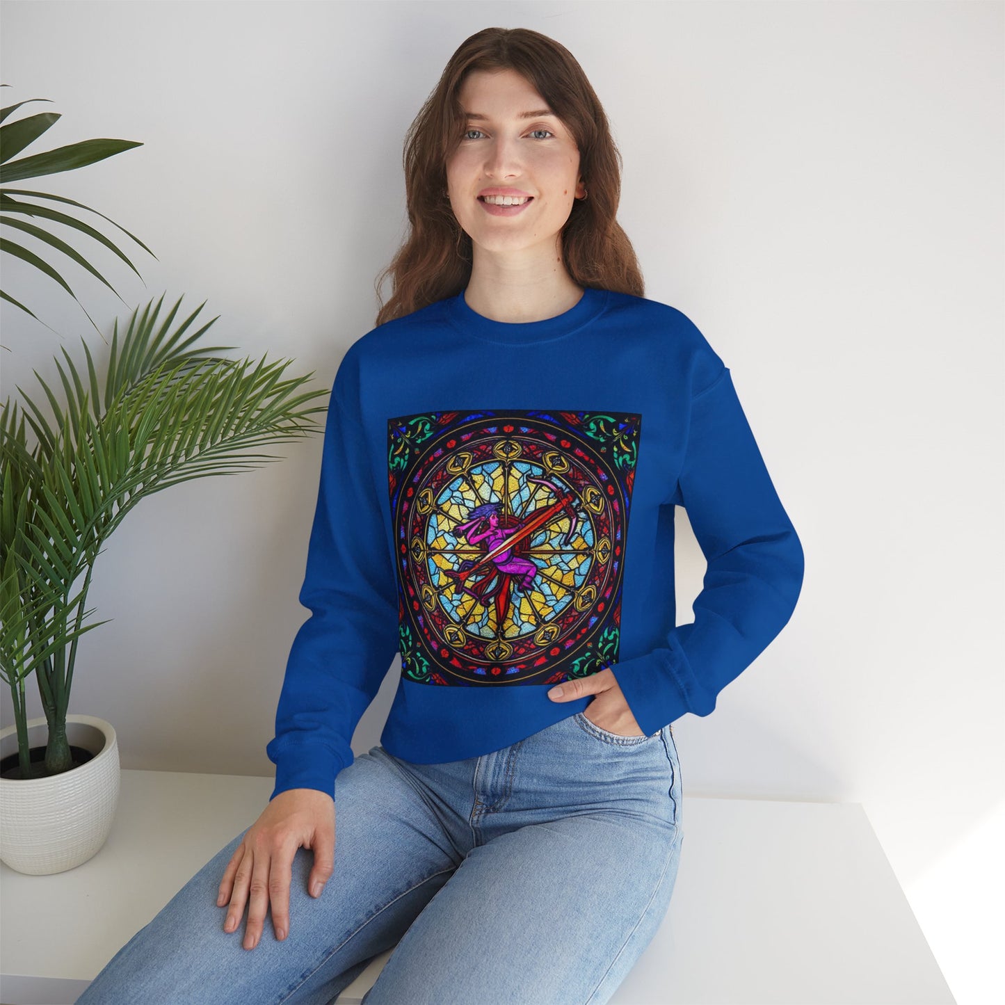 Unisex Heavy Blend™ Crewneck Sweatshirt, Glass 1, Sagittarius Zodiac Design