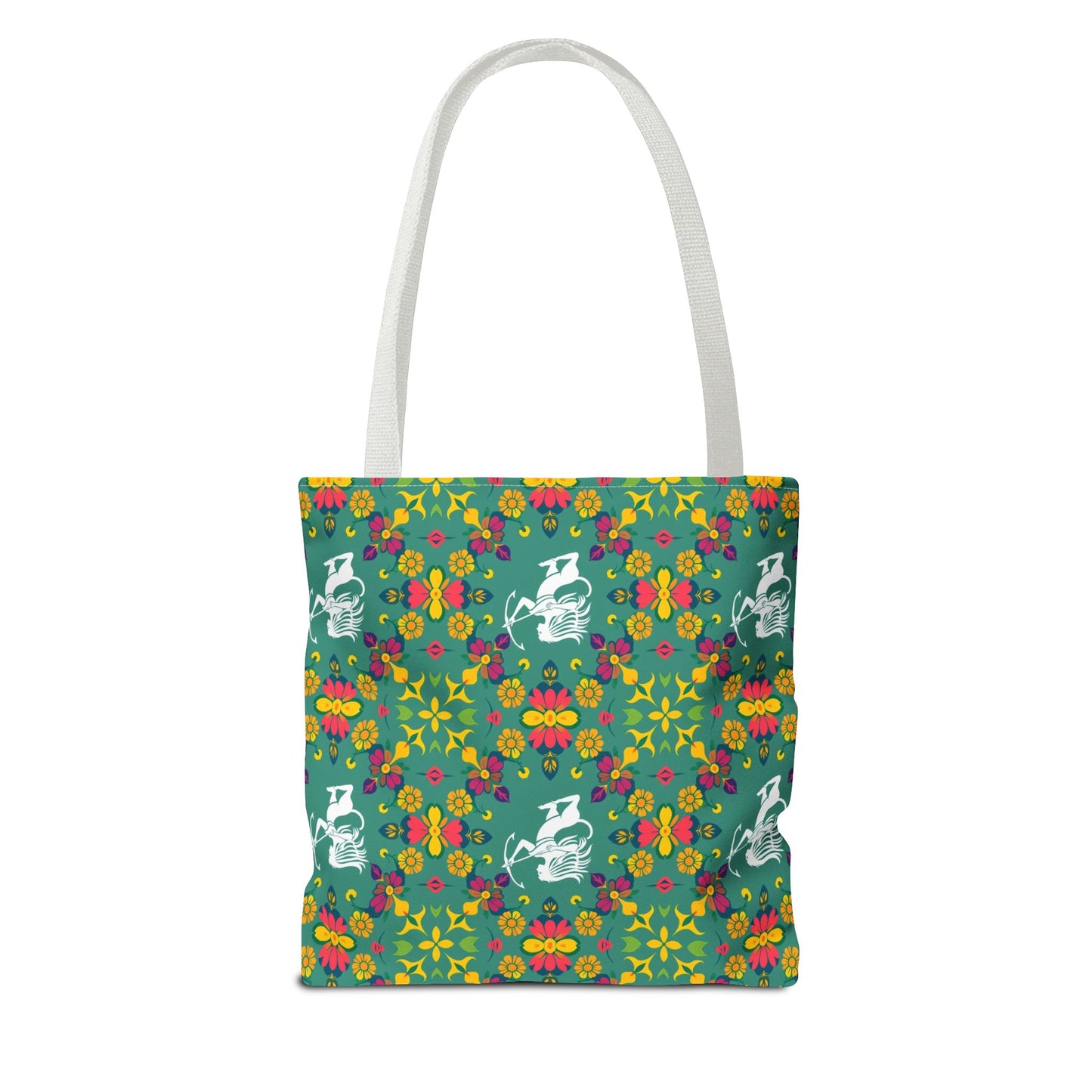 Tote Bag, (AOP), Sagittarius, Zodiac v6, Flower Pattern