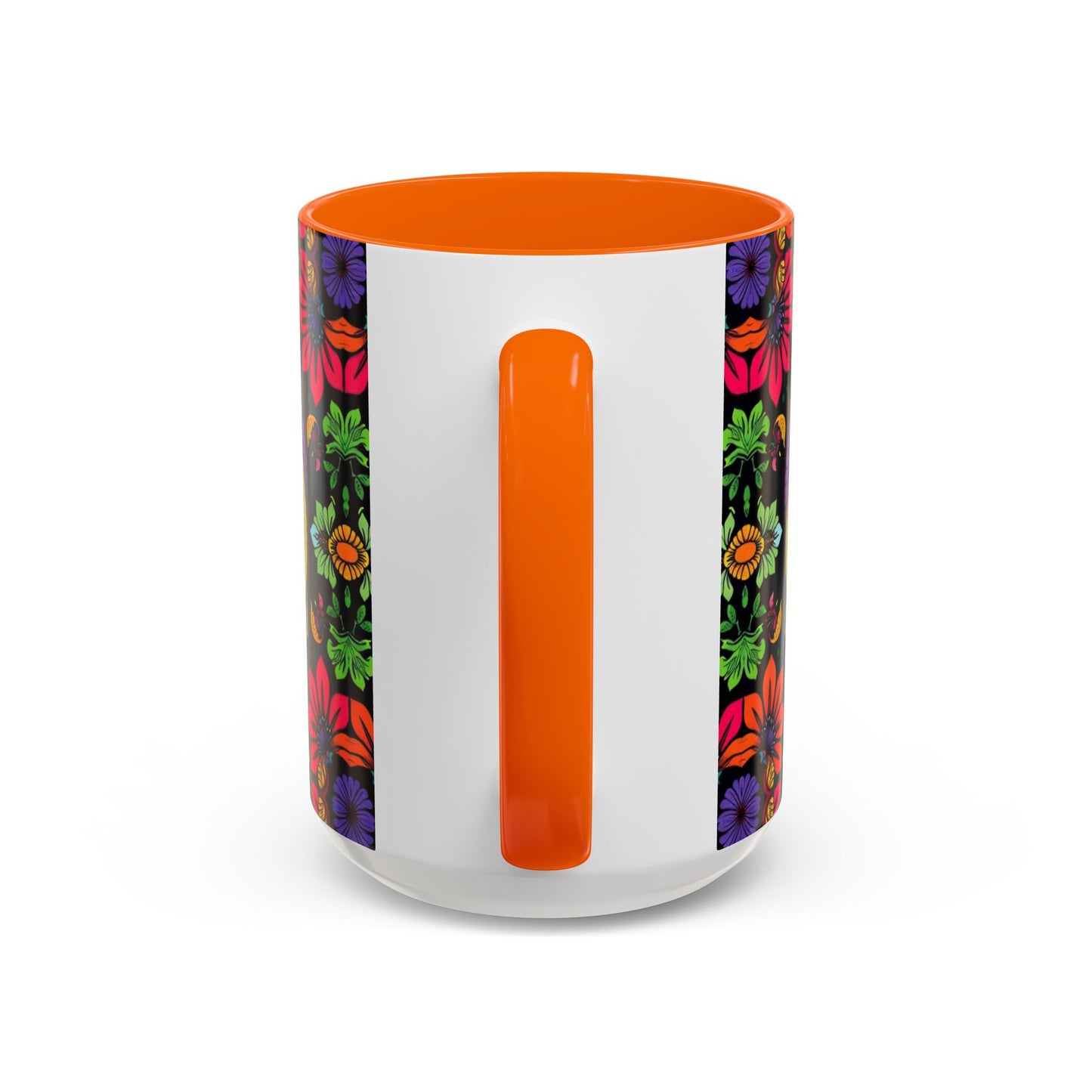 Accent Coffee Mug, Pisces, Zodiac v3, Flower Pattern, (11, 15oz)