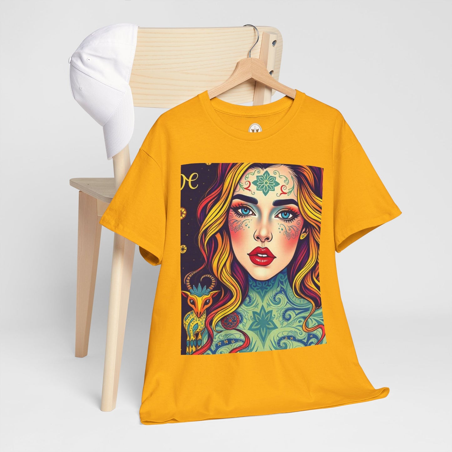 Unisex Heavy Cotton T-Shirt, Aquarius, Zodiac v2, Sexy Art