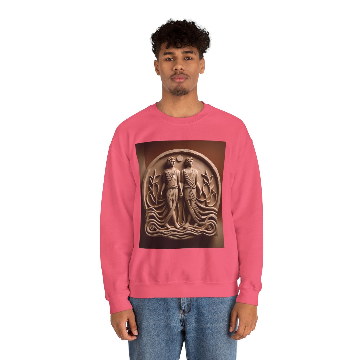 Unisex Heavy Blend™ Crewneck Sweatshirt, Stone Twins, Gemini Zodiac Design
