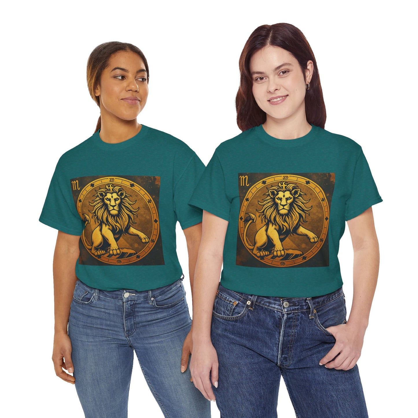 Unisex Heavy Cotton T-Shirt, Gold Lion v1, Leo Zodiac Design