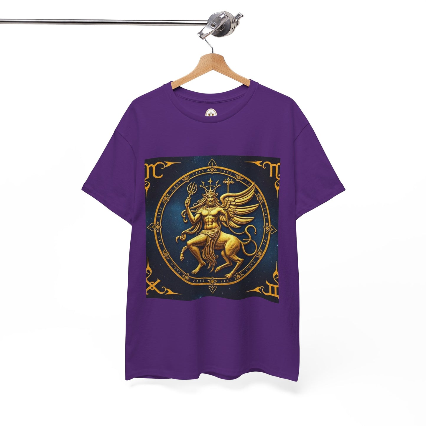 Unisex Heavy Cotton T-Shirt, Gold Angel, Symbol, Virgo Zodiac Design