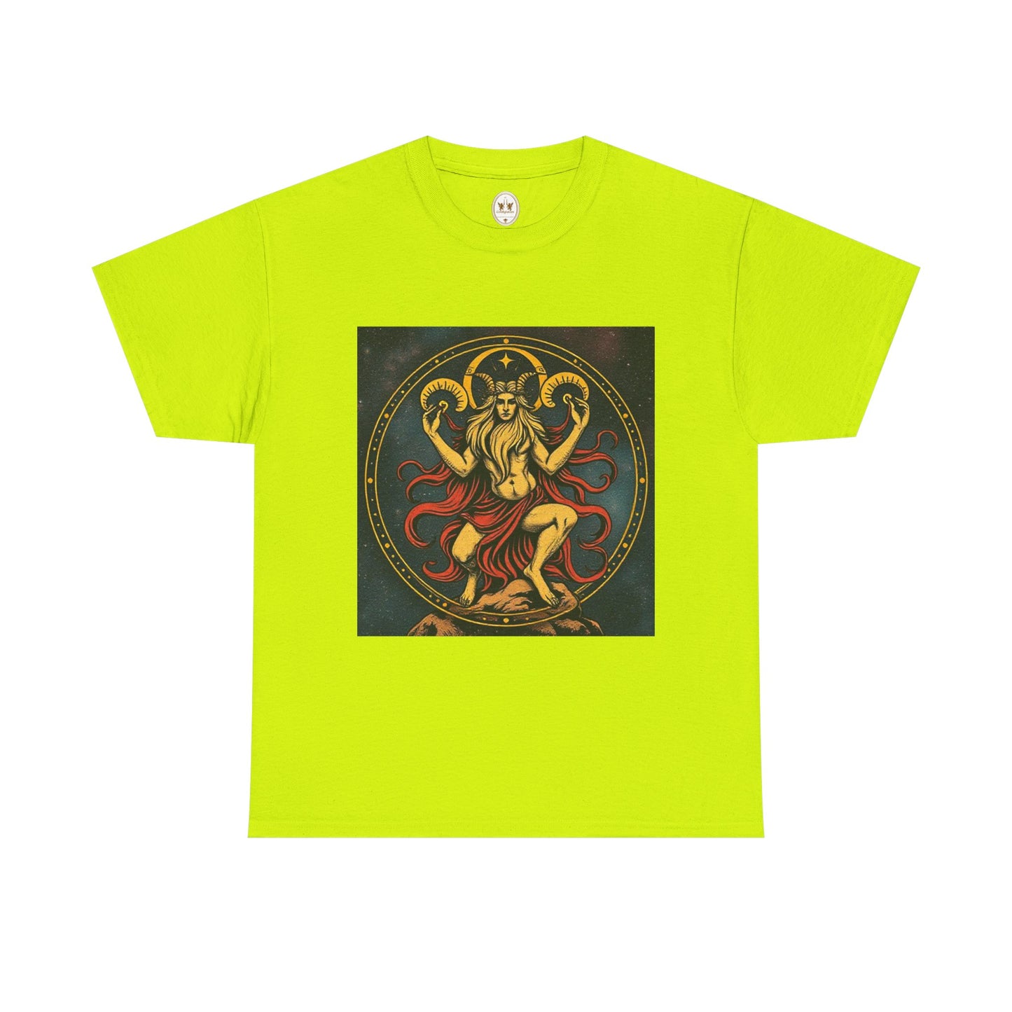 Unisex Heavy Cotton T-Shirt, Aries God 2v, Zodiac Design