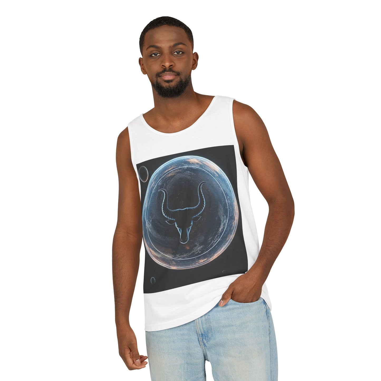 Unisex Garment-Dyed, Tank Top, Taurus Design, Planet Animal v1, 100% US cotton