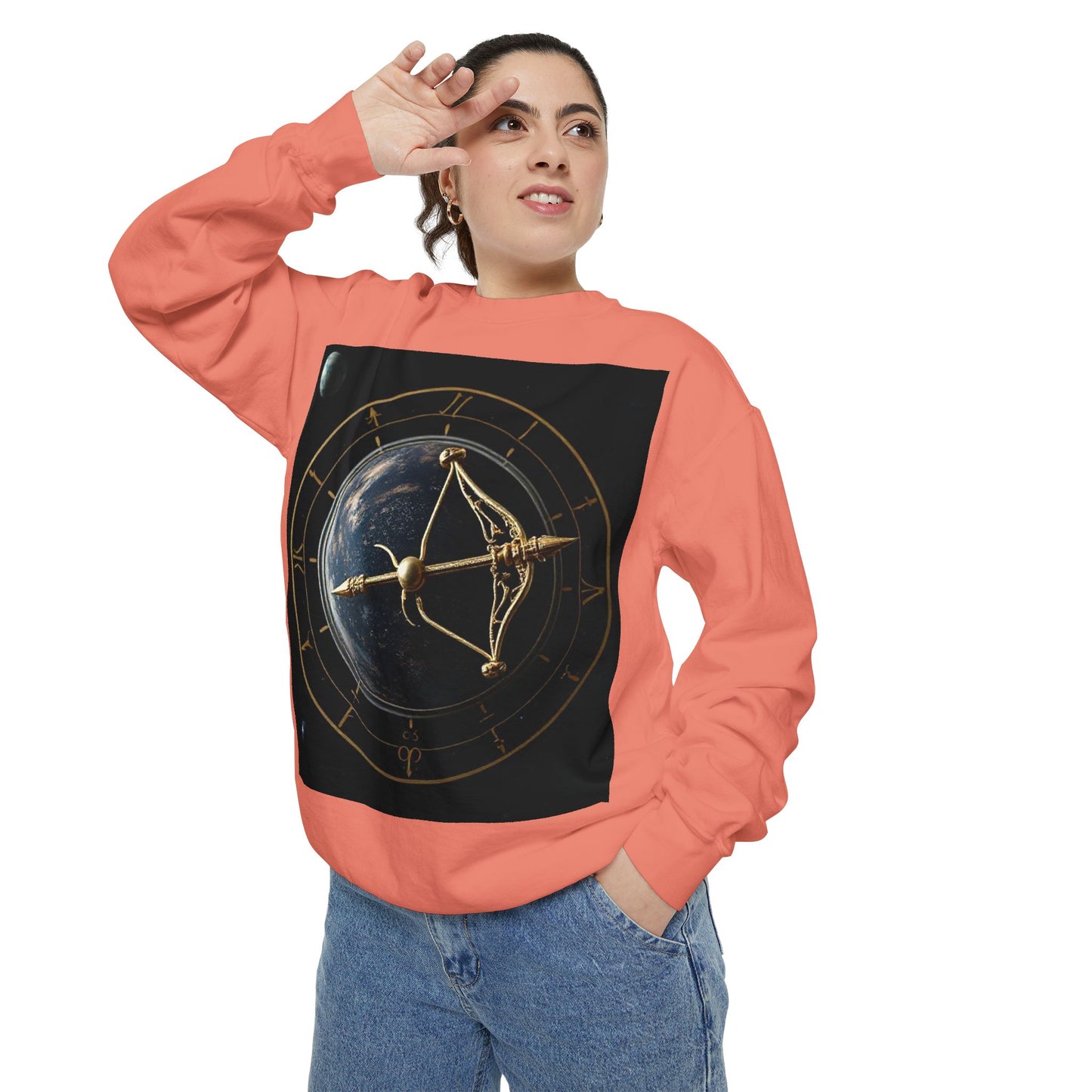 Garment-Dyed Sweatshirt, Unisex, Space Symbol Design v1, Sagittarius