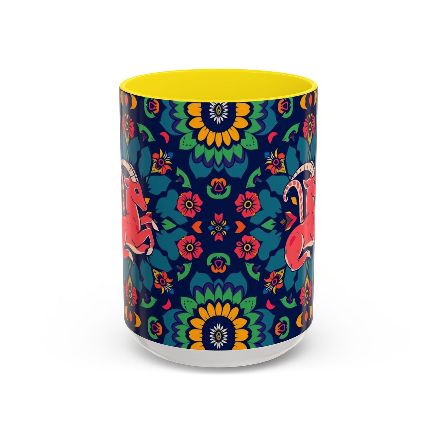Accent Coffee Mug, Capricorn, Zodiac, Flower Pattern, (11, 15oz)