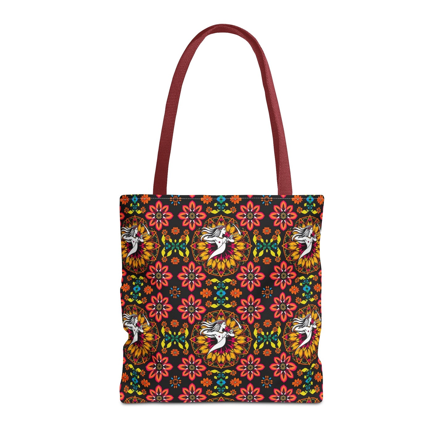 Tote Bag (AOP), Sagittarius, Zodiac v1, Flower Pattern