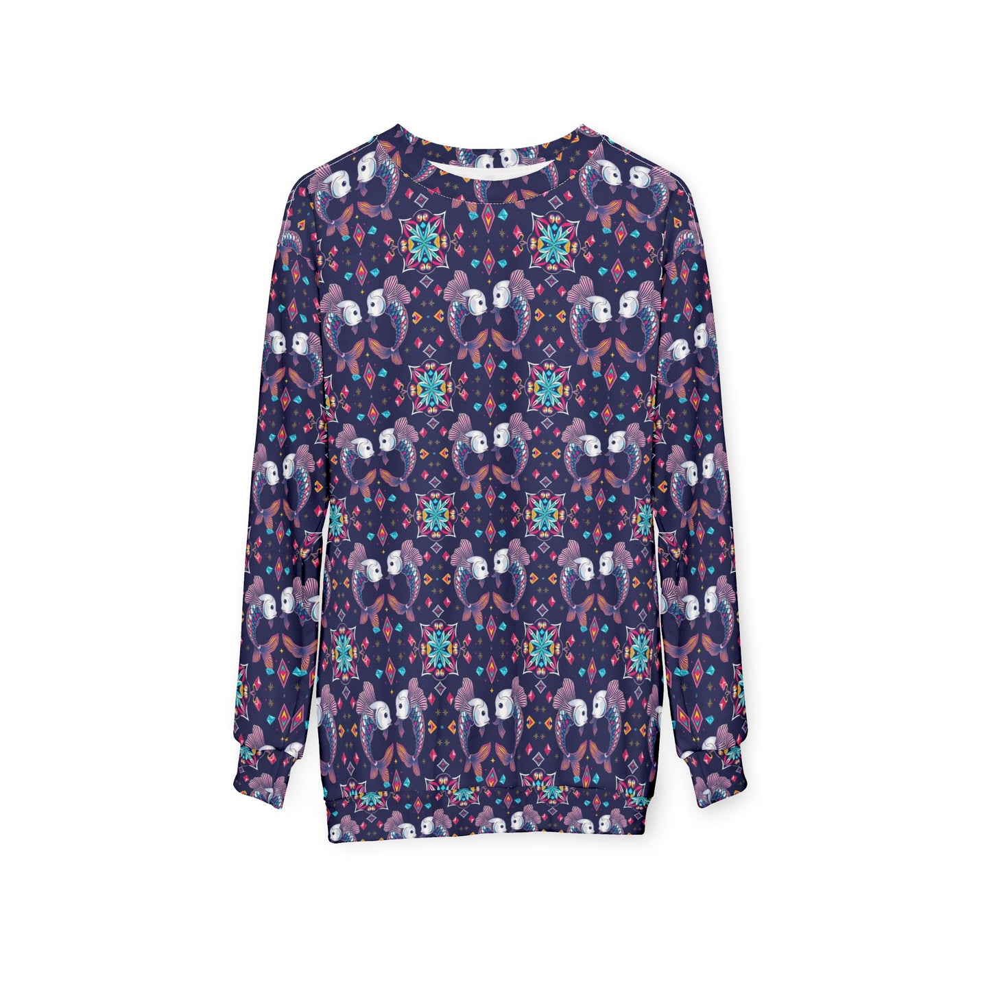 Unisex Sweatshirt (AOP), Pisces, Zodiac v4, Jewel Pattern