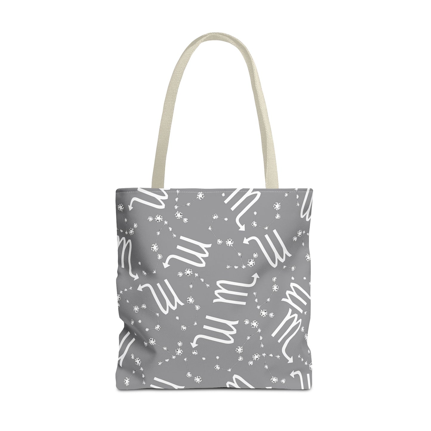 Tote Bag, Scorpio Zodiac Sign, AOP, (Grey, White)