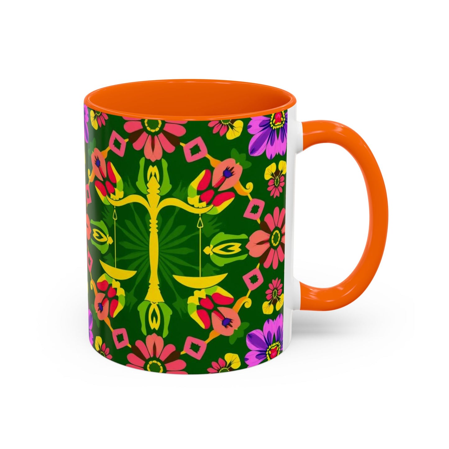 Accent Coffee Mug, Libra, Zodiac, Flower Pattern, (11, 15oz)