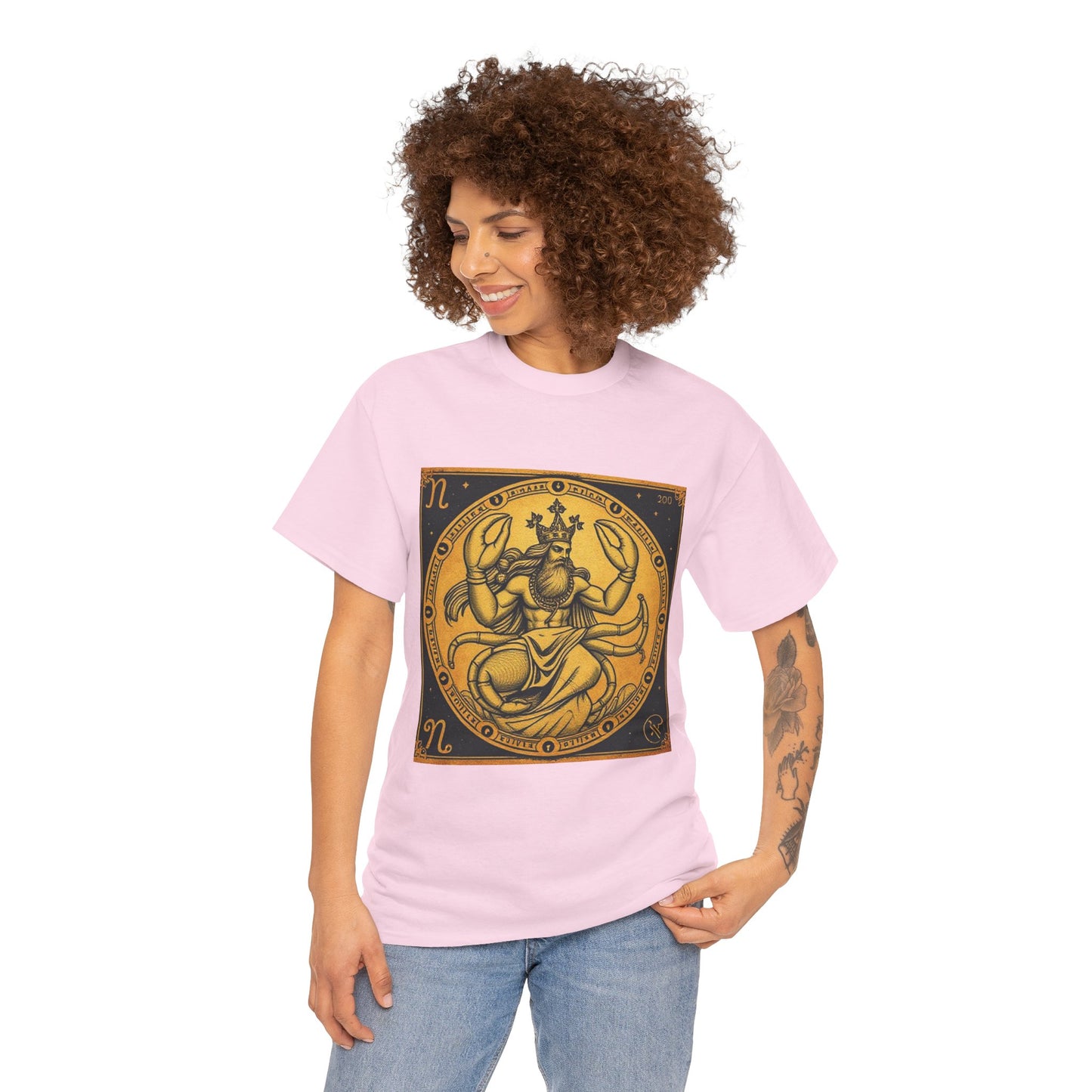 Unisex Heavy Cotton T-Shirt, Crab King, Cancer Zodiac Design