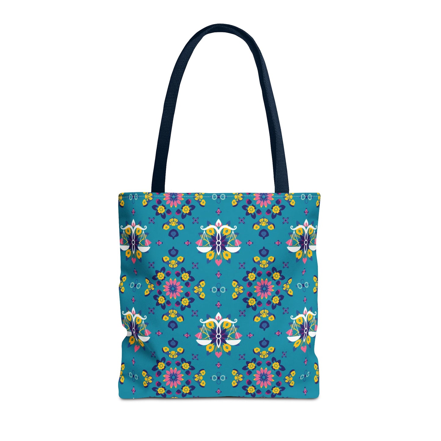 Tote Bag (AOP), Libra, Zodiac v1, Flower Pattern