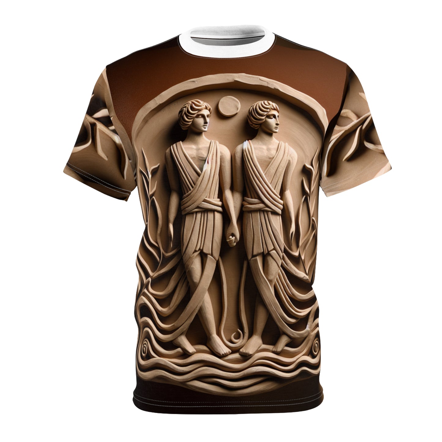 Unisex Cut & Sew T-Shirt (AOP), Stone Twins, Gemini Zodiac Design, Regular fit, 100% Polyester