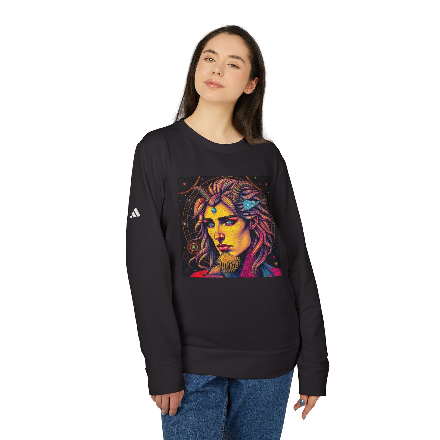 Adidas, Unisex Fleece Crewneck Sweatshirt, Aquarius, Pop Art v1, Zodiac