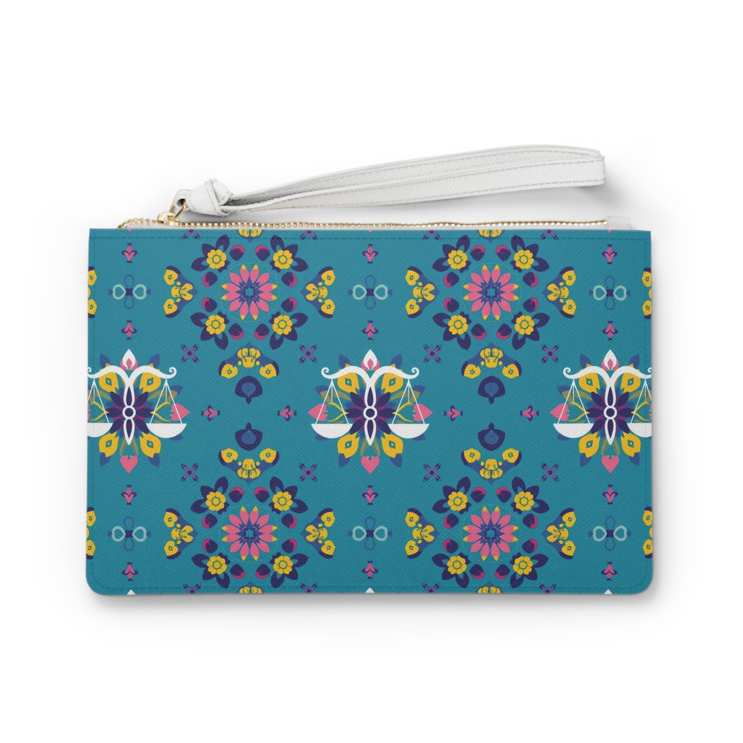 Clutch Bag, Libra, Zodiac v3, Flower Pattern