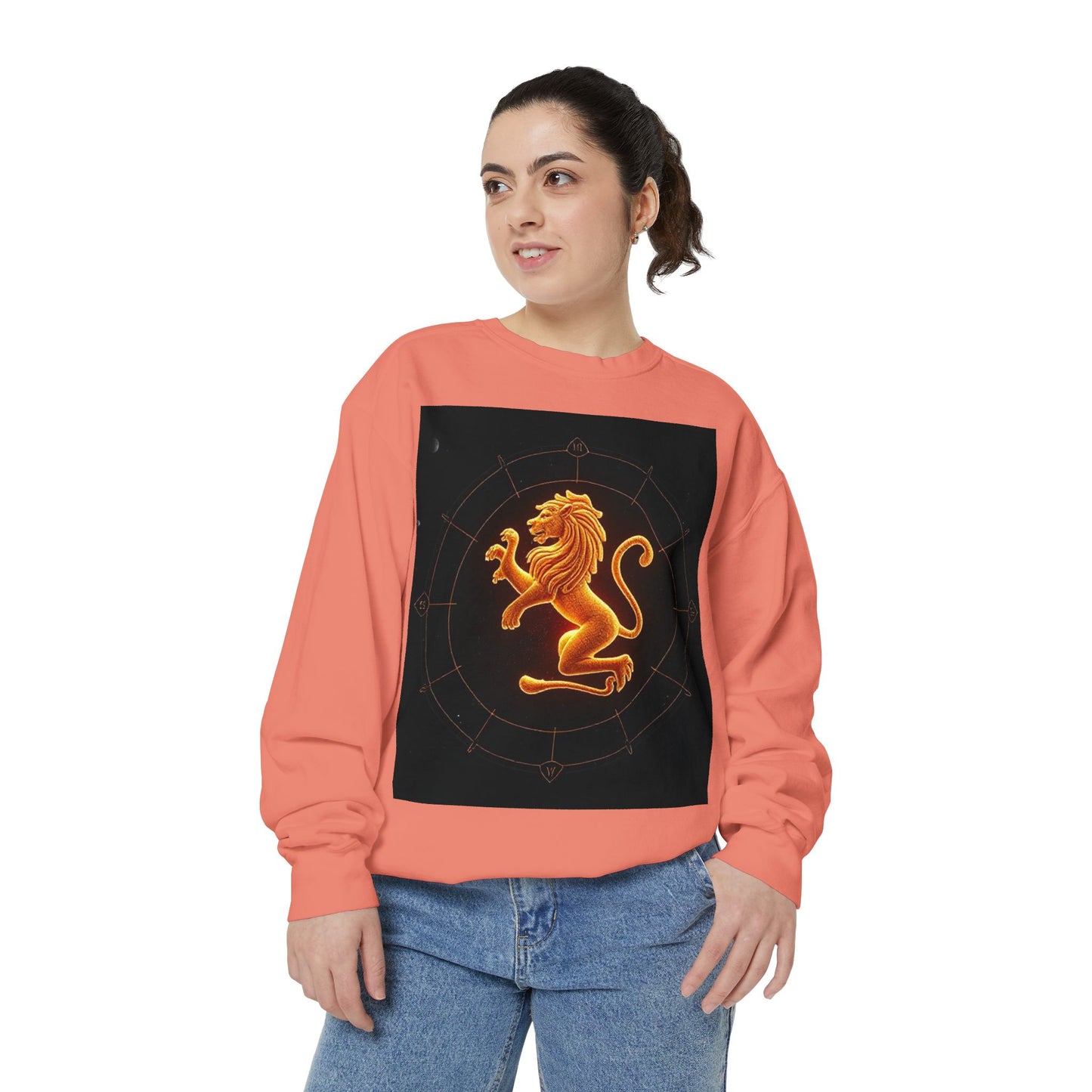 Garment-Dyed Sweatshirt, Unisex, Space Animal Design v1, Leo