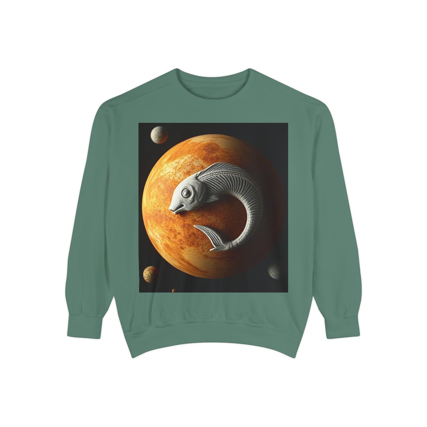 Garment-Dyed Sweatshirt, Unisex, Space Animal Design, Pisces