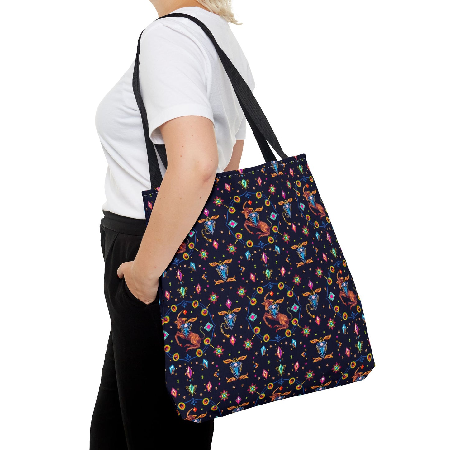 Tote Bag (AOP), Capricorn, Zodiac v1, Jewel Pattern