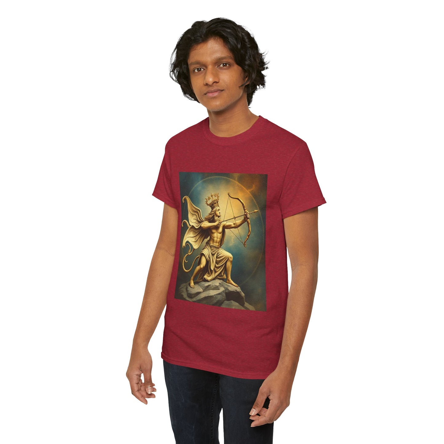 Unisex Heavy Cotton T-Shirt, Sagittarius King, Bow & Arrow v1, Zodiac Design