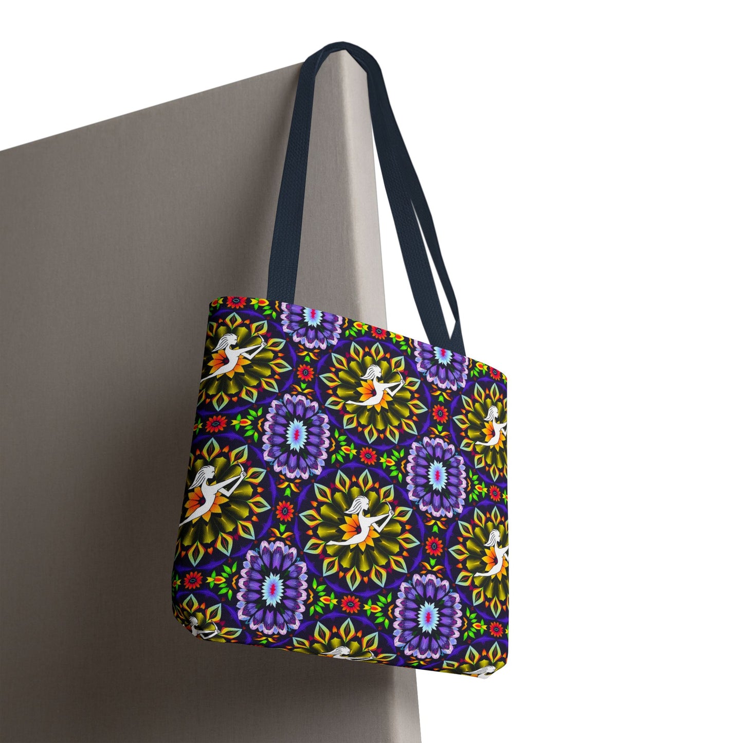 Tote Bag (AOP), Sagittarius, Zodiac v2, Flower Pattern