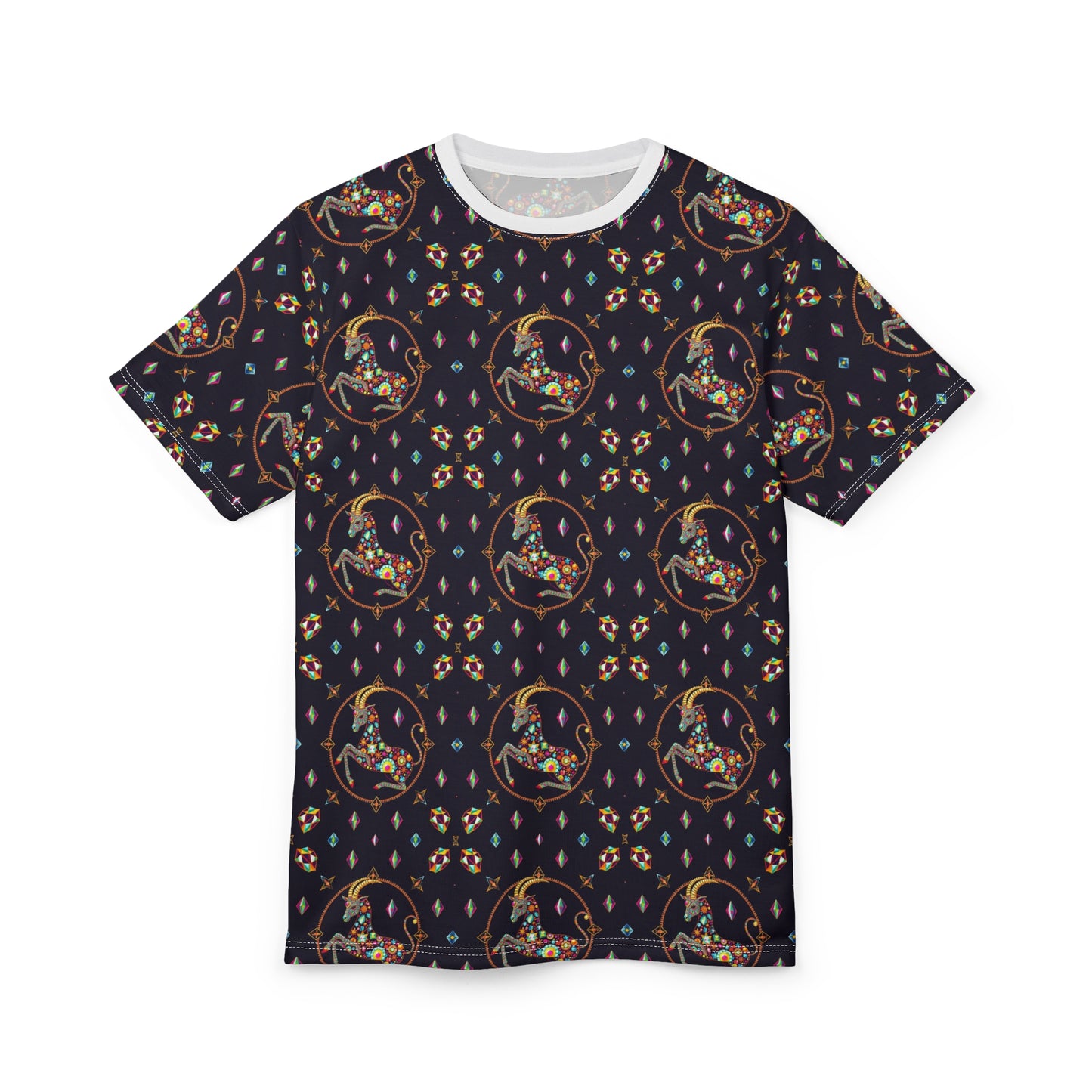 Unisex Cut & Sew T-Shirt, (AOP), Capricorn, Zodiac, Jewels Pattern